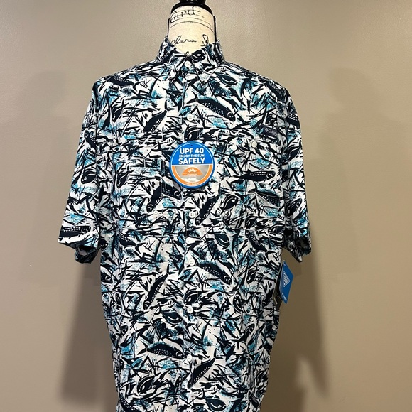 Columbia PFG Omni-Shade UPF 40 Fish Print Shirt - Picture 13 of 14